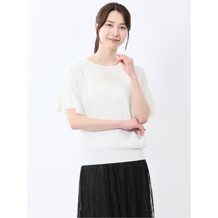 クルーネック フレア袖 ニットプルオーバー | TAKA-Q WOMEN | 詳細画像1 