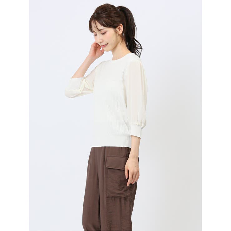 7分袖ジョーゼット リブニットプルオーバー | TAKA-Q WOMEN | 詳細画像12 