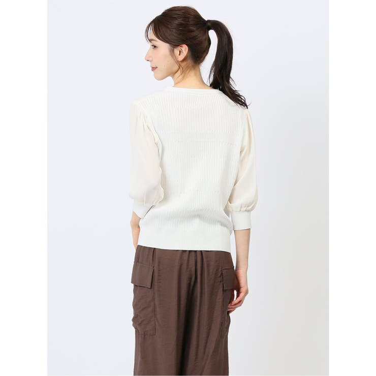 7分袖ジョーゼット リブニットプルオーバー | TAKA-Q WOMEN | 詳細画像13 
