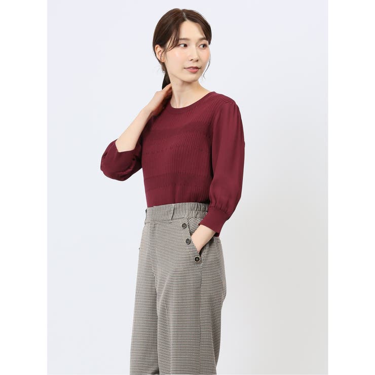 7分袖ジョーゼット リブニットプルオーバー | TAKA-Q WOMEN | 詳細画像30 
