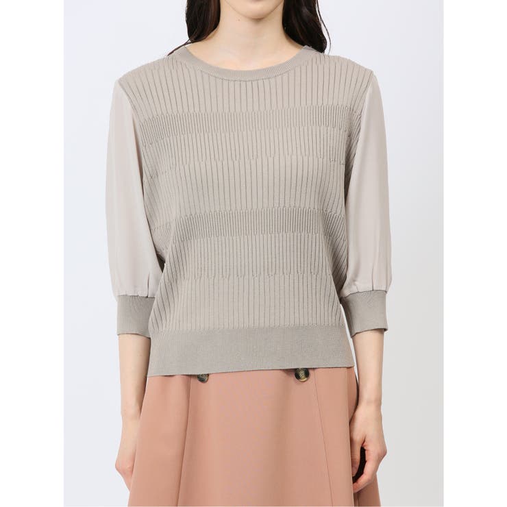 7分袖ジョーゼット リブニットプルオーバー | TAKA-Q WOMEN | 詳細画像6 