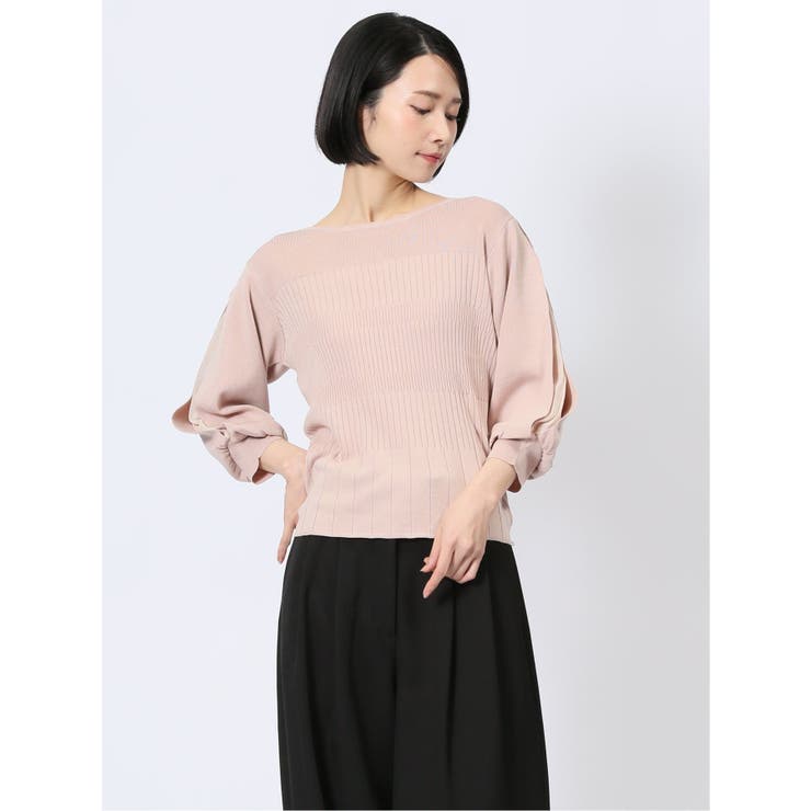 12ピンク | クルーネック 7分袖 ニットプルオーバー | TAKA-Q WOMEN