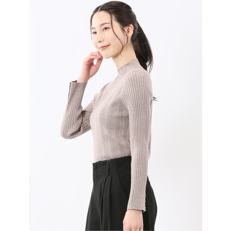 ハンドウォッシャブル ラメリブ ハイネック ニットプルオーバー | TAKA-Q WOMEN | 詳細画像32 