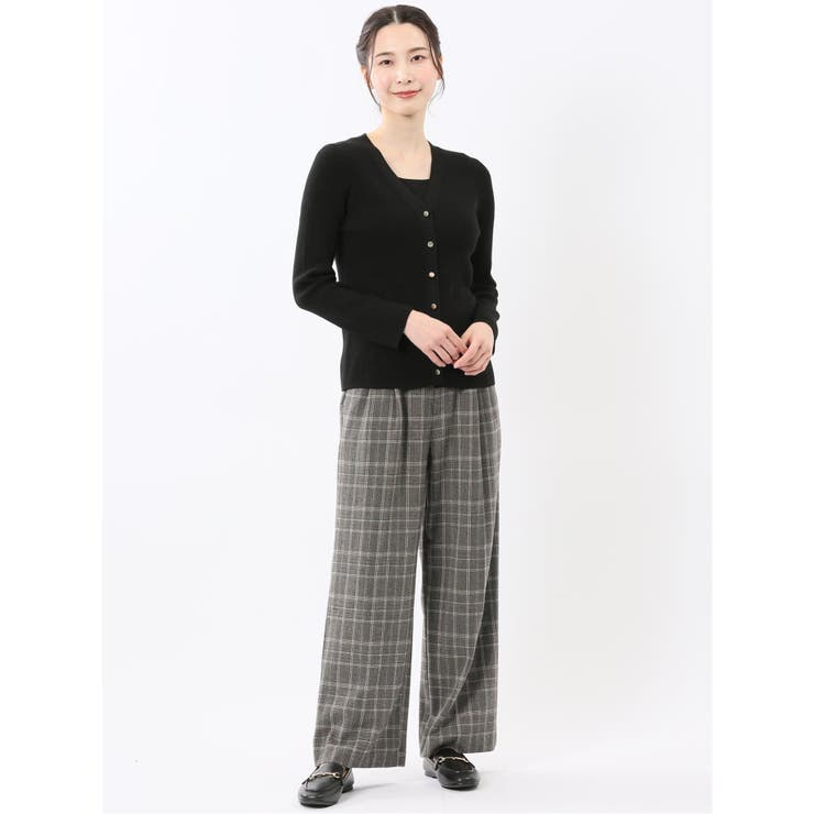 ハンドウォッシャブル ラメリブ Vネック ニットカーディガン | TAKA-Q WOMEN | 詳細画像14 