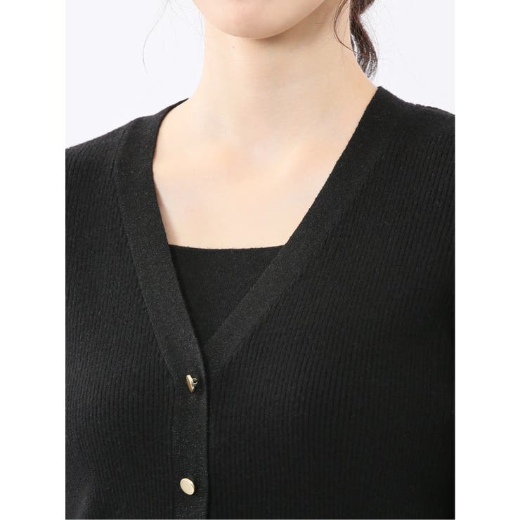 ハンドウォッシャブル ラメリブ Vネック ニットカーディガン | TAKA-Q WOMEN | 詳細画像18 