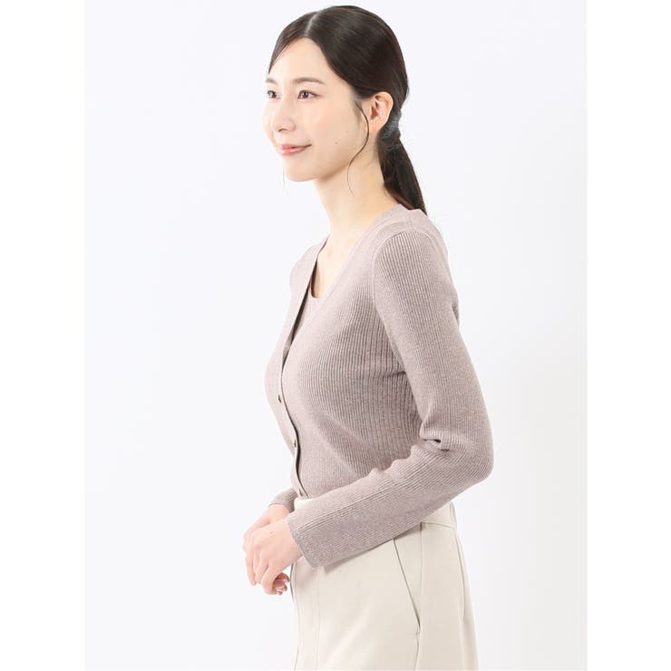 ハンドウォッシャブル ラメリブ Vネック ニットカーディガン | TAKA-Q WOMEN | 詳細画像29 