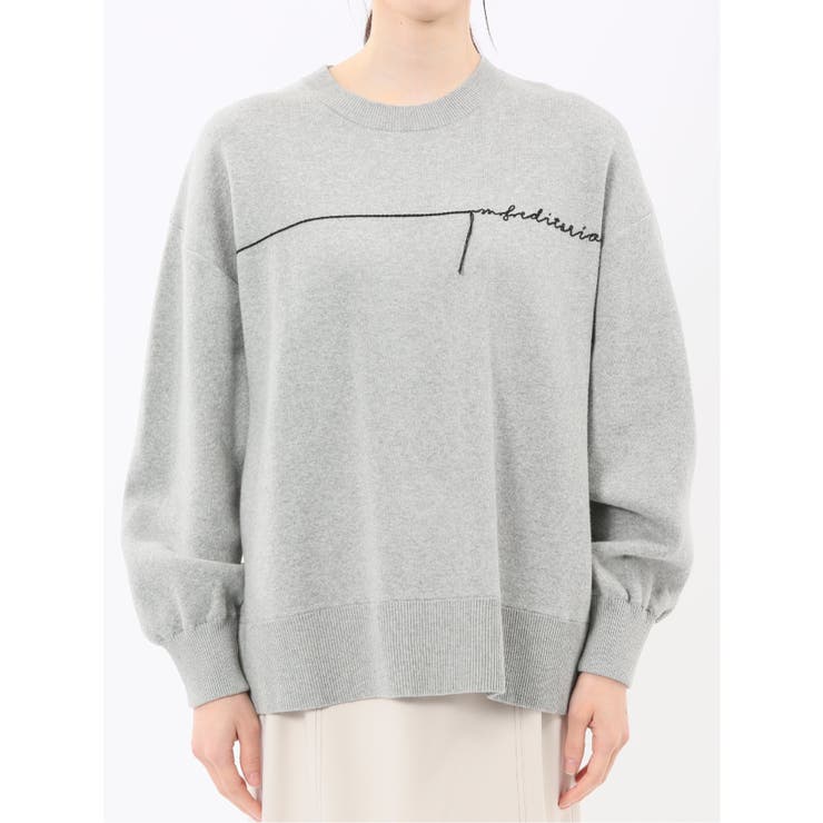 ロゴ刺繍 スエットライク ニットプルオーバー | TAKA-Q WOMEN | 詳細画像6 