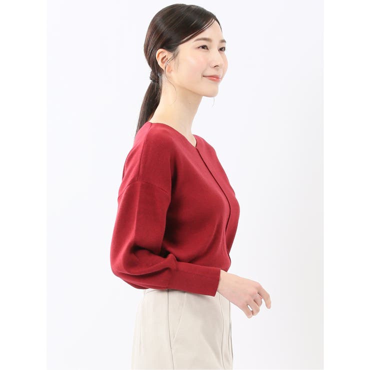 ハンドウォッシャブル センターハギ Vネック ニットプルオーバー | TAKA-Q WOMEN | 詳細画像31 
