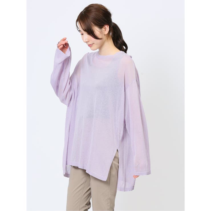 ハンチ/HUNCH 無地 オーバーサイズ シアーニット | TAKA-Q WOMEN | 詳細画像2 