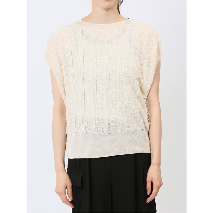 ハンチ/HUNCH 前後2WAY フリンジ ニットベスト[品番