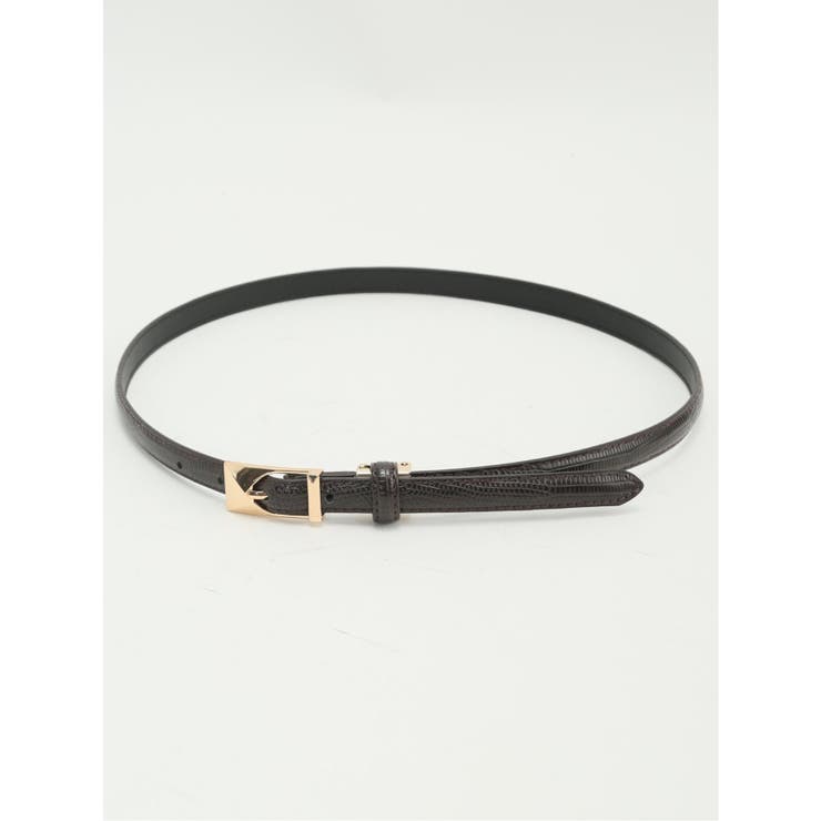 35こげ茶 | リザード型押し ナローベルト | TAKA-Q WOMEN