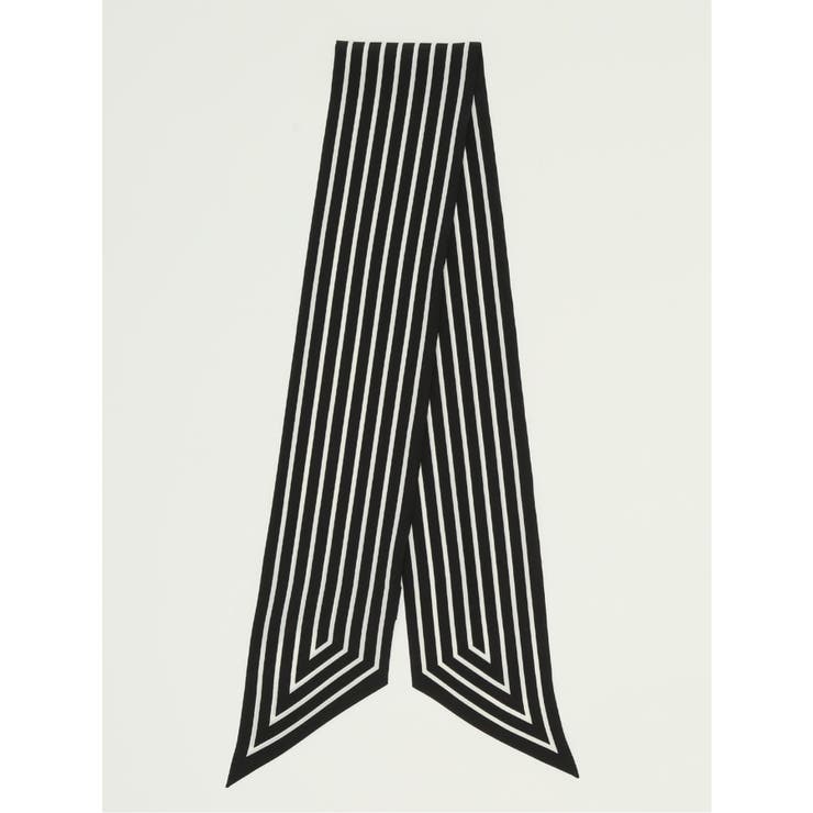 05黒 | シルク ストライプ柄スカーフ | TAKA-Q WOMEN