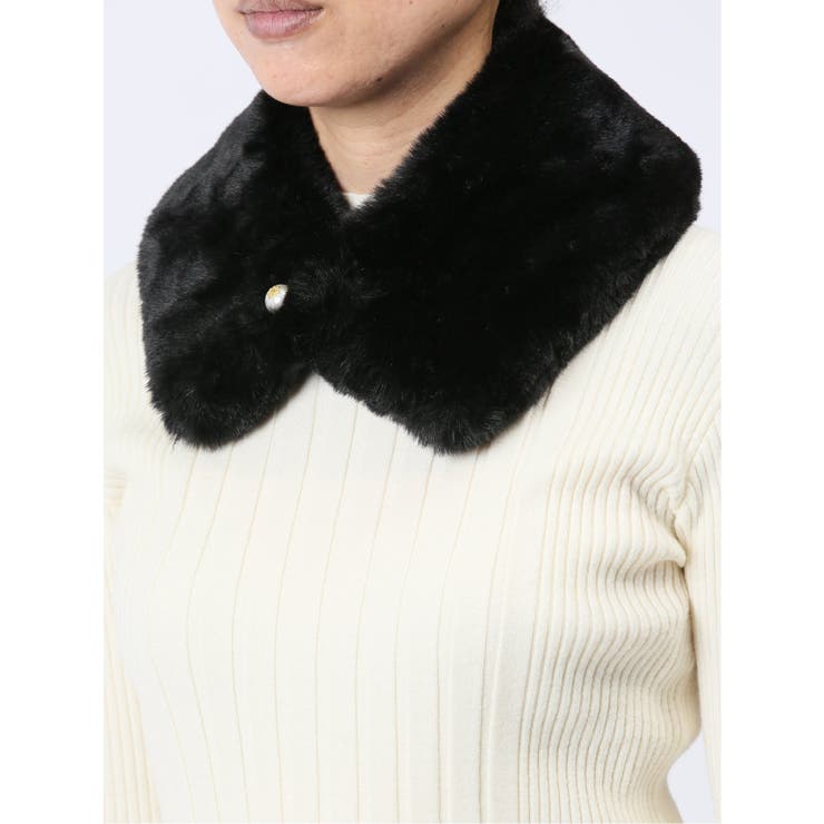 05黒 | エコファー ビッグパール付ティペット | TAKA-Q WOMEN
