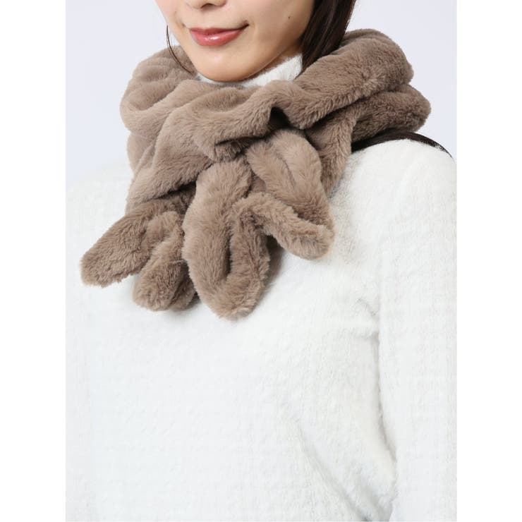 33ベージュ | シャーリング フリルマフラー | TAKA-Q WOMEN