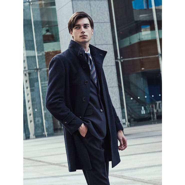 Taka Q カシミア混ウール スタンドレイヤードコート 紺 品番 Tkqj Taka Q Men タカキュー のメンズ ファッション通販 Shoplist ショップリスト