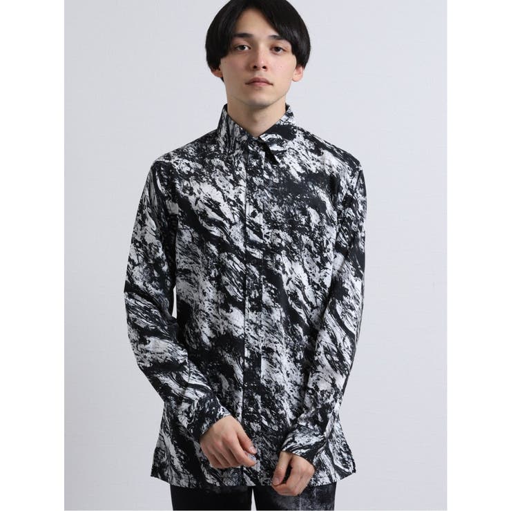 SHELLAC×semantic designグラフィック七分袖ロングシャツ