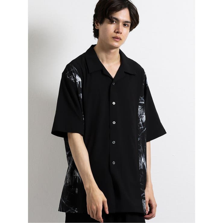 semantic design:グラフィック切替オープンカラー半袖BIGシャツ | TAKA-Q MEN | 詳細画像1 
