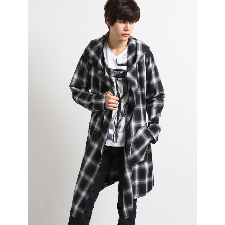 美品　OHGA コーディガン　チェック柄 semantic design:チェック柄フードコーディガン[品番：TKQJ0006553