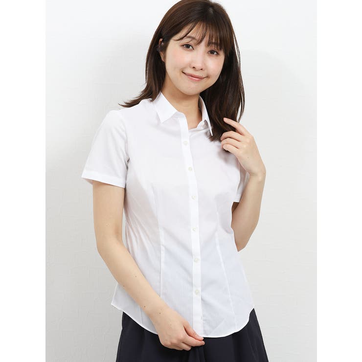 TAKA-Q/ladies:形態安定レギュラーカラー半袖ツイルシャツ | TAKA-Q WOMEN | 詳細画像1 