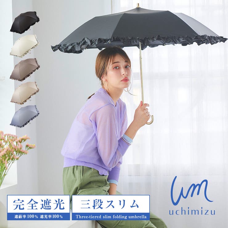 フリル 三段スリム 折りたたみ傘 Uchimizu ウチミズ | macocca | 詳細画像1 