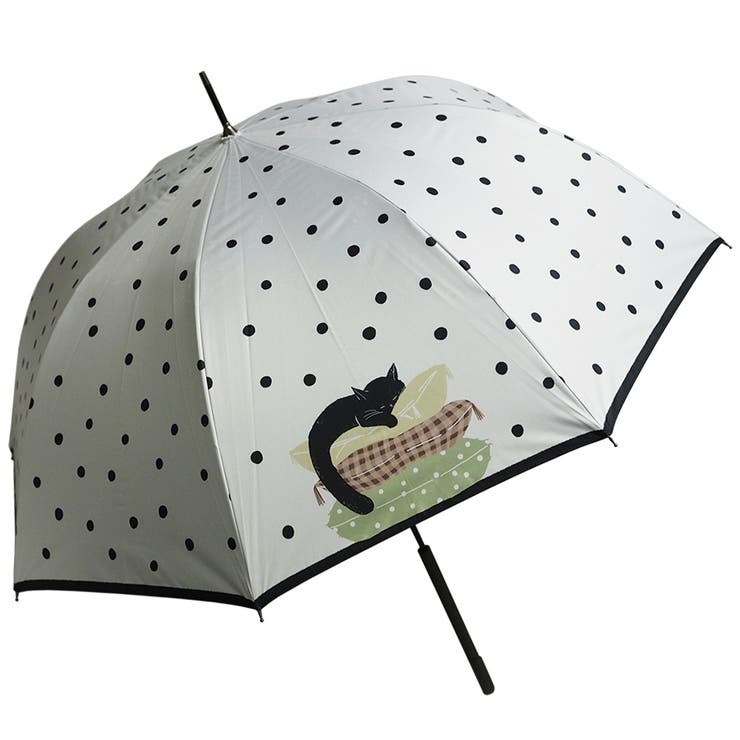 【13】グレー | 晴雨兼用傘 おやすみ猫柄 ジャンプ傘 日傘 | macocca