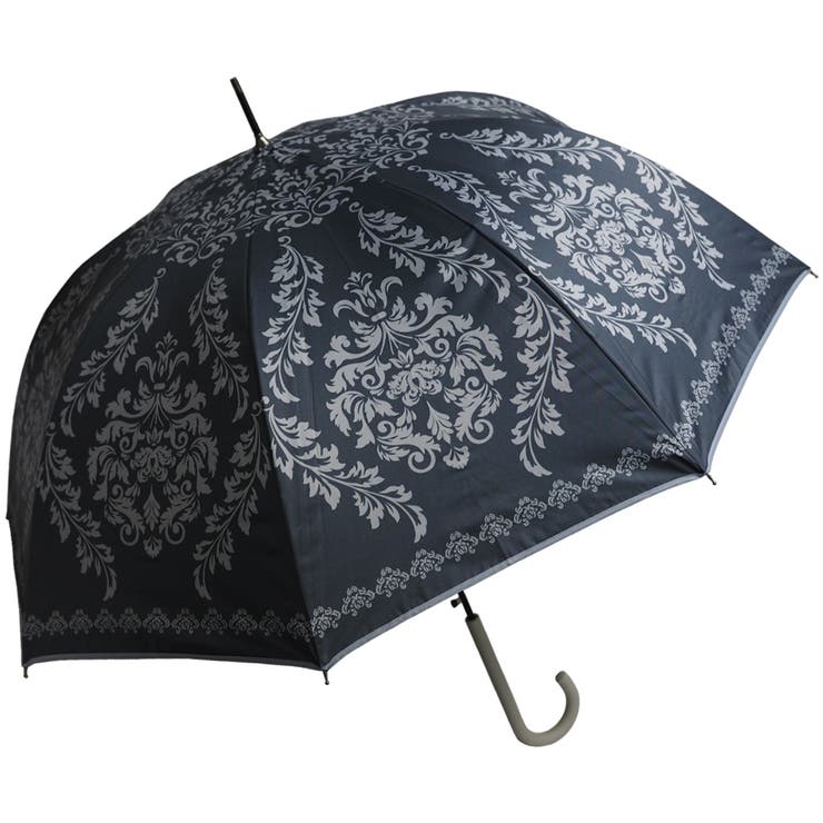 【12】チャコール | 晴雨兼用傘 ダマスク柄 ジャンプ傘 日傘 | macocca
