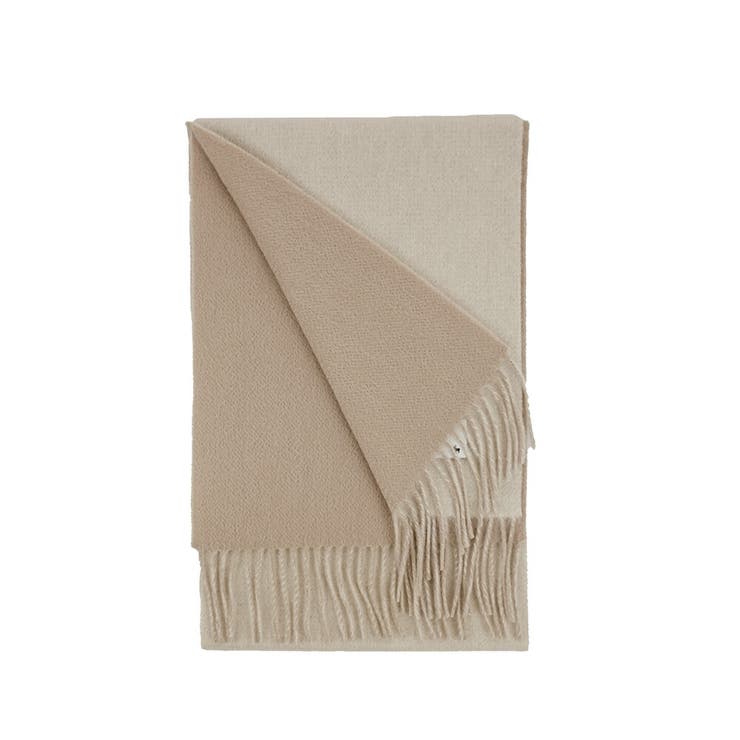 【170】無地アイボリー | 【2023秋冬】カシミヤリバーシブルマフラー MFRVCH 01 | macocca