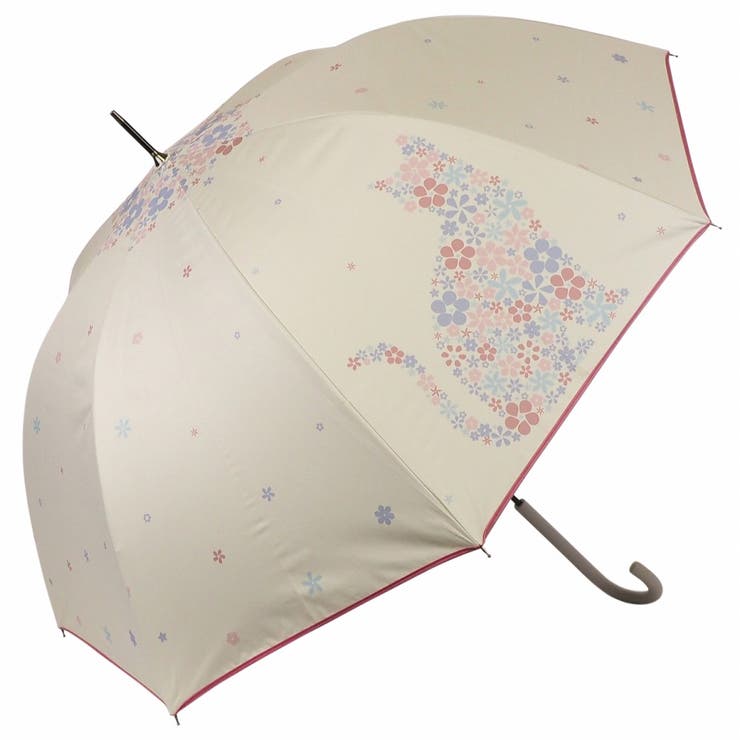 猫 ねこ柄 完全遮光 日傘遮光率100% UV遮蔽率100% ジャンプ傘 長傘 