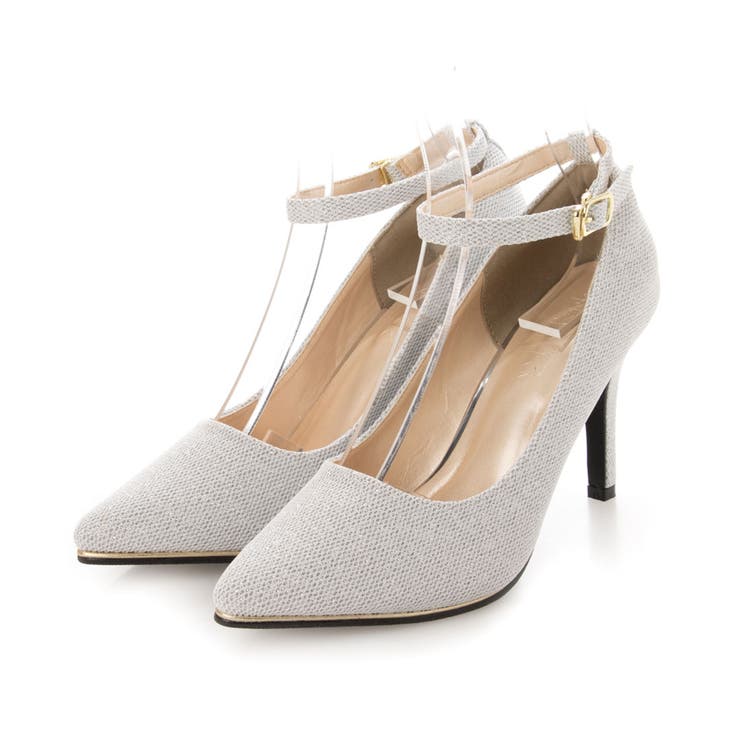 シルバー・ラメ | Mafmof ゴールドピース入りアンクルストラップ パンプス | Mafmof