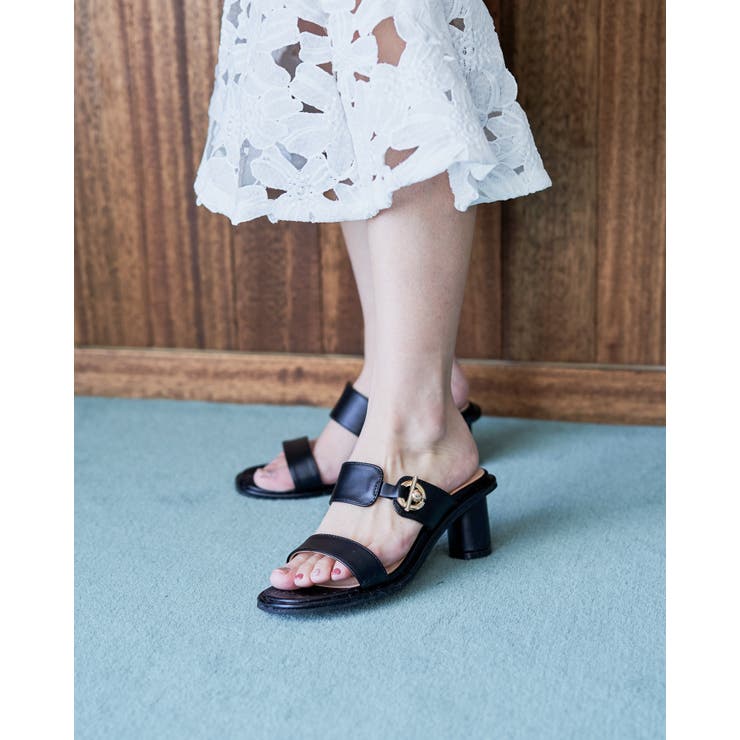 Realta(レアルタ)ゴールド金具付き円柱ヒールサンダル 5030scc | Mafmof | 詳細画像2