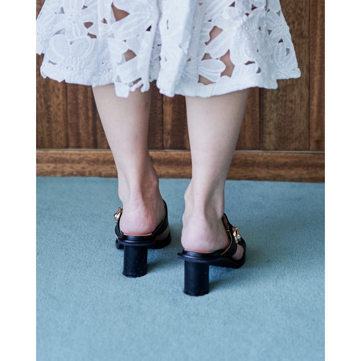 Realta(レアルタ)ゴールド金具付き円柱ヒールサンダル 5030scc | Mafmof | 詳細画像10