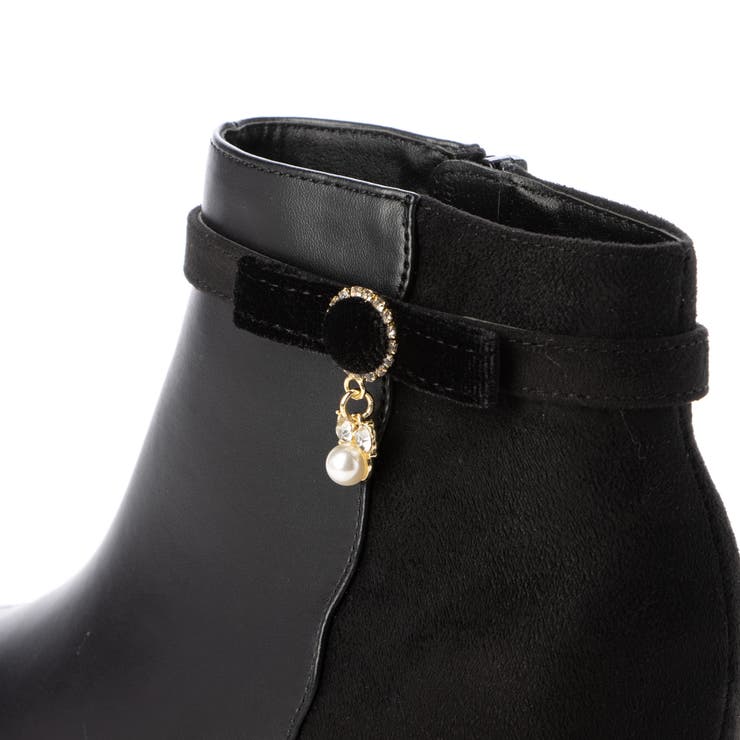 Realta(レアルタ)ビジューチャーム付き厚底フラワーカットショートブーツ | Mafmof | 詳細画像10 