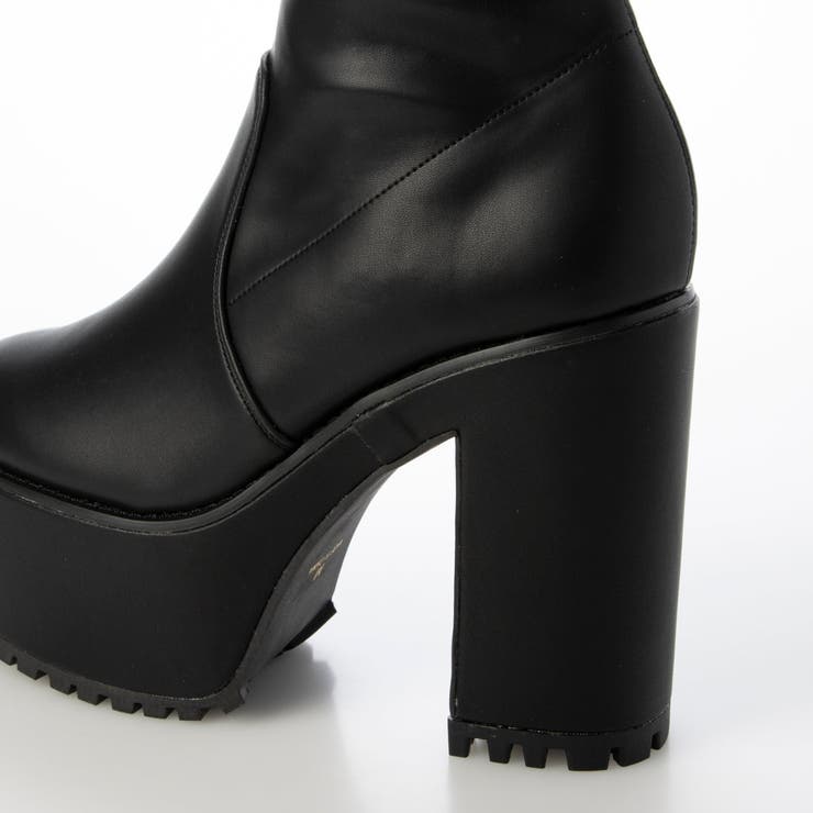 Mafmof(マフモフ)厚底ボリュームヒールストレッチロングブーツ | Mafmof | 詳細画像9 