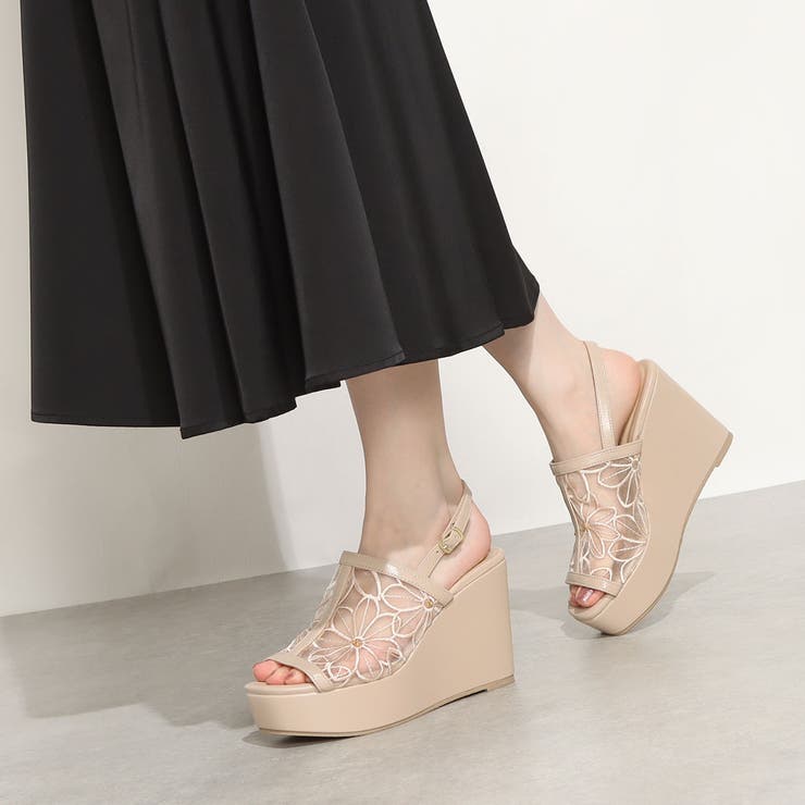 Realta(レアルタ)シースルーフラワーウエッジサンダル | Mafmof | 詳細画像2 