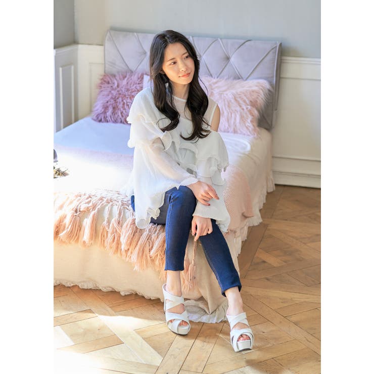 Mafmof(マフモフ)ダブルクロスチェーン飾り付きハイヒールサンダル | Mafmof | 詳細画像5 