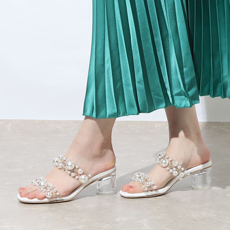 Steve Madden パールクリア ヒール ミュール サンダル Steve Madden パールクリア ヒール ミュール サンダル (Steve
