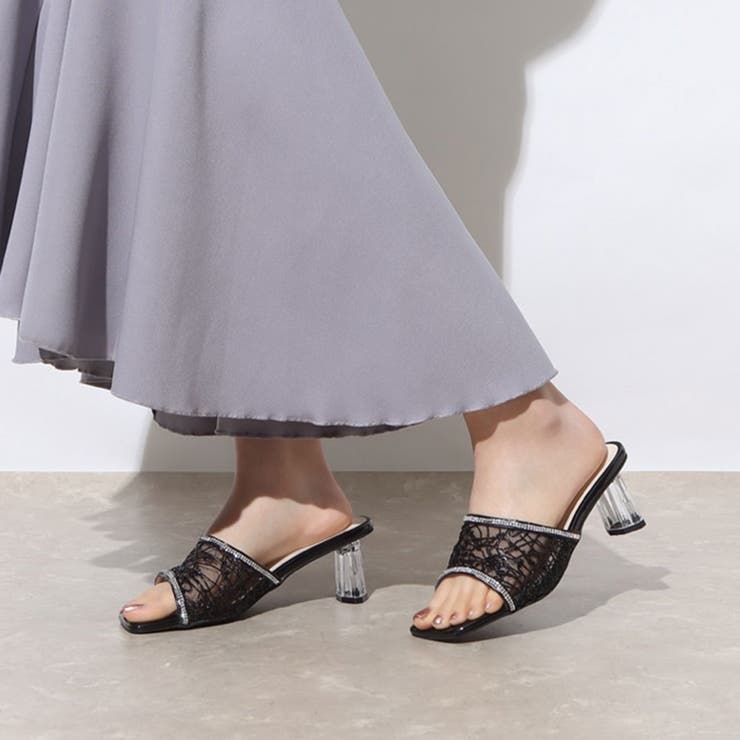 Realta(レアルタ)シースルーラメレースクリアヒールサンダル | Mafmof | 詳細画像2 