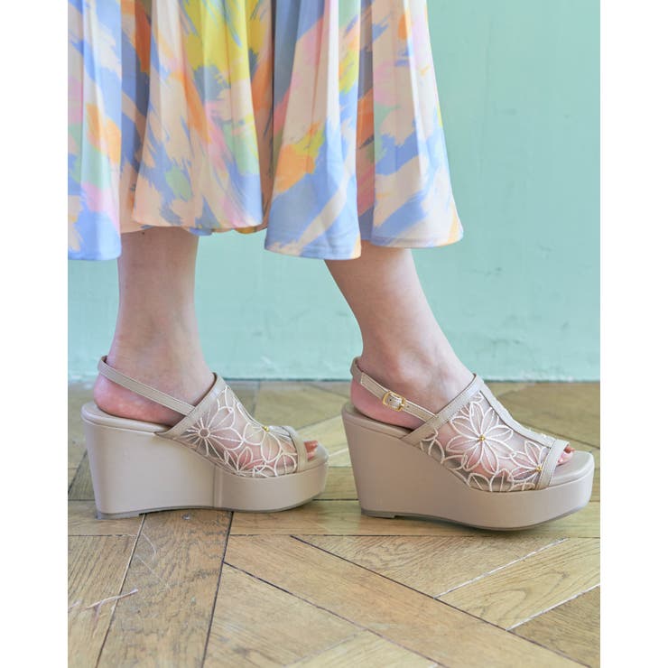 Realta(レアルタ)シースルーフラワーウエッジサンダル | Mafmof | 詳細画像7 