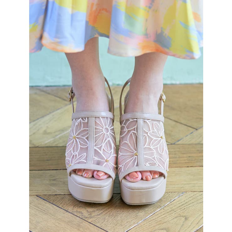 Realta(レアルタ)シースルーフラワーウエッジサンダル | Mafmof | 詳細画像8 