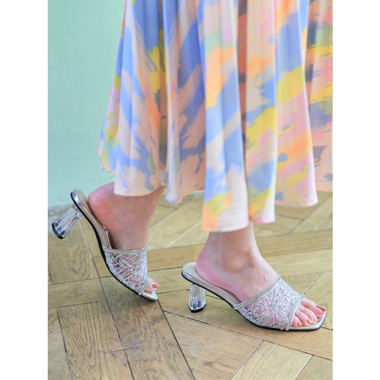 Realta(レアルタ)シースルーラメレースクリアヒールサンダル | Mafmof | 詳細画像3 