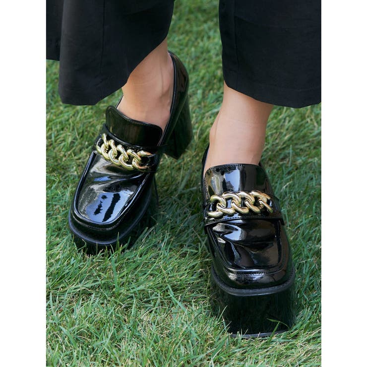 Mafmof(マフモフ)10cmヒールチェーン付き厚底ローファーパンプス | Mafmof | 詳細画像4 