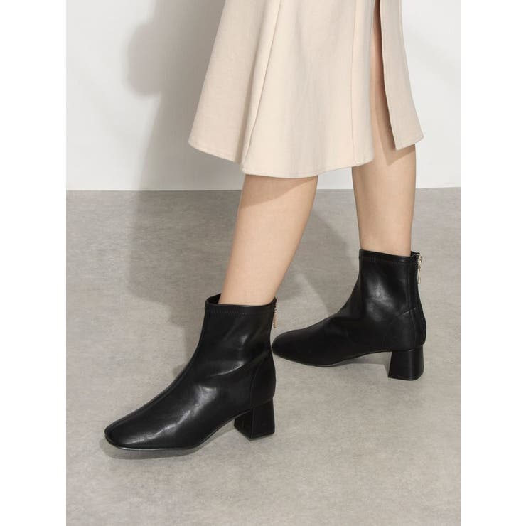 Realta(レアルタ)5cmヒールスクエアトゥストレッチショートブーツ | Mafmof | 詳細画像2 