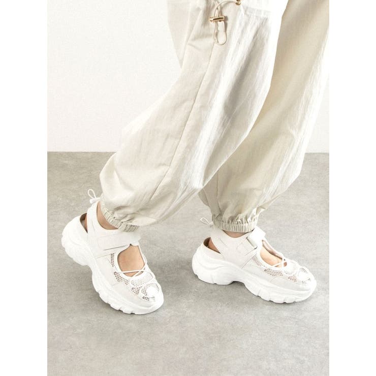 Realta(レアルタ)5cm厚底ソールレースアップメッシュスニーカーサンダル | Mafmof | 詳細画像3 