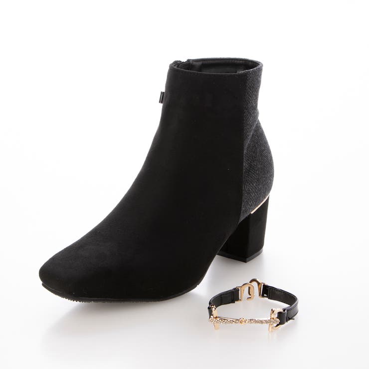 Realta(レアルタ)6cmプレートヒール２WAYビット異素材MIXショートブ… | Mafmof | 詳細画像21 