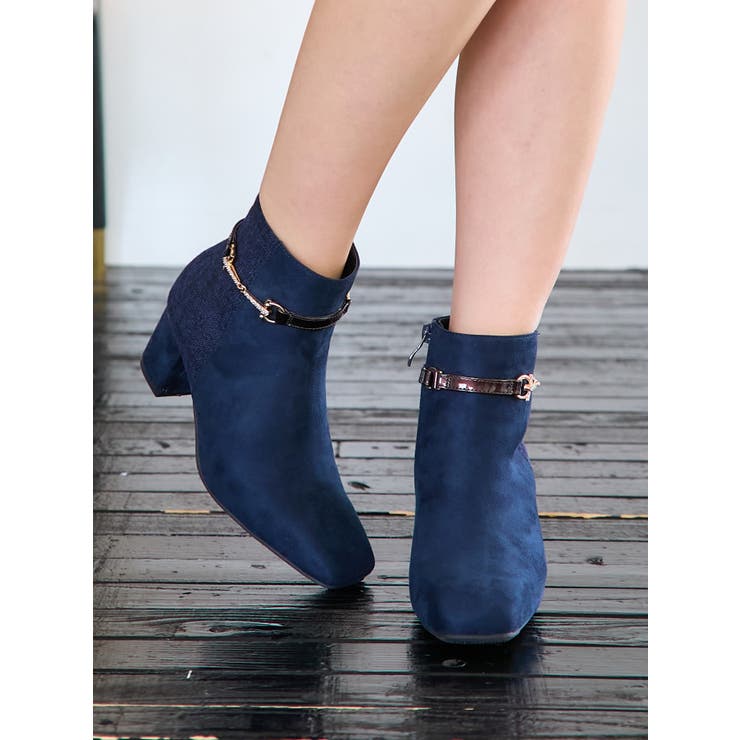 Realta(レアルタ)6cmプレートヒール２WAYビット異素材MIXショートブ… | Mafmof | 詳細画像6 