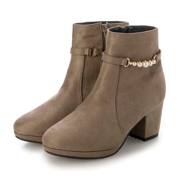 オーク・スエード | Realta(レアルタ)6.5cmヒール2WAYパールショートブーツ | Mafmof