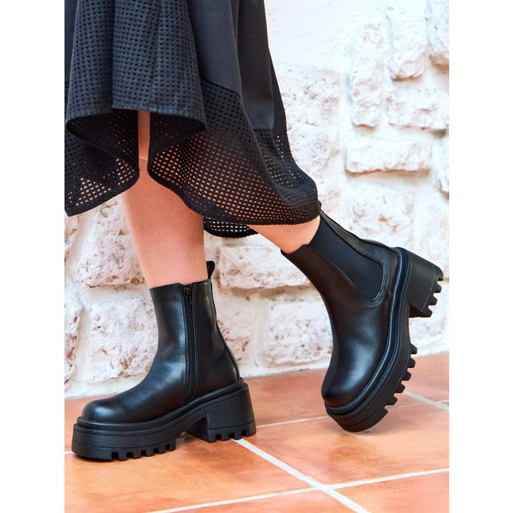 Mafmof(マフモフ)8cm厚底トラックソールサイドゴアショートブーツ | Mafmof | 詳細画像2 