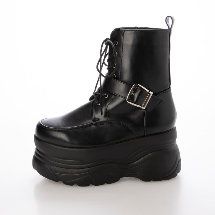 Mafmof(マフモフ)9cm厚底フラットソールベルトレースアップブーツ | Mafmof | 詳細画像7 