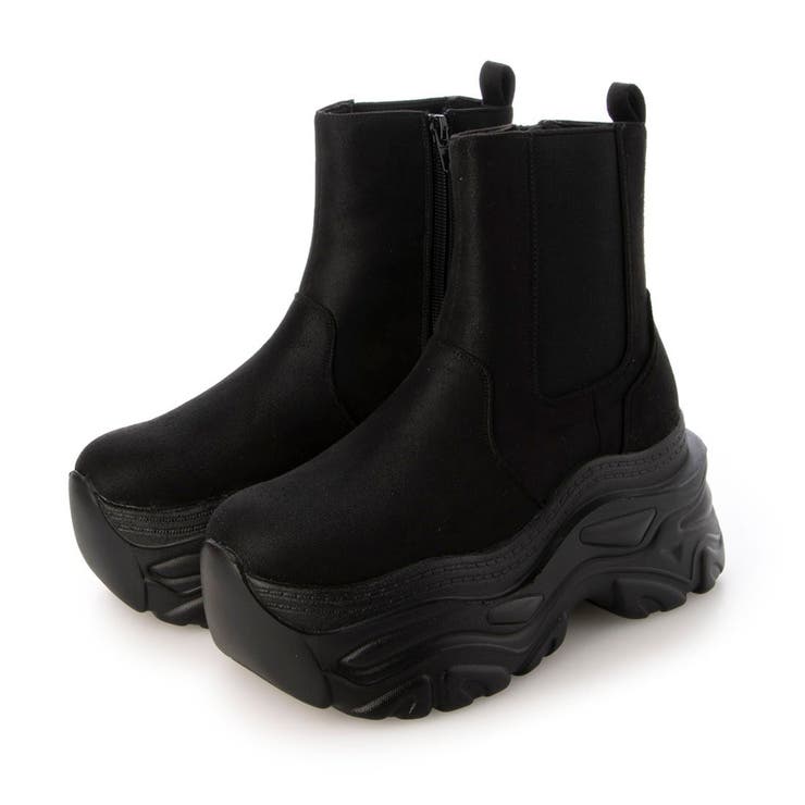 ブラック・スエード | Mafmof10cmメガ厚底クラッシュソールサイドゴアショートブーツ | Mafmof