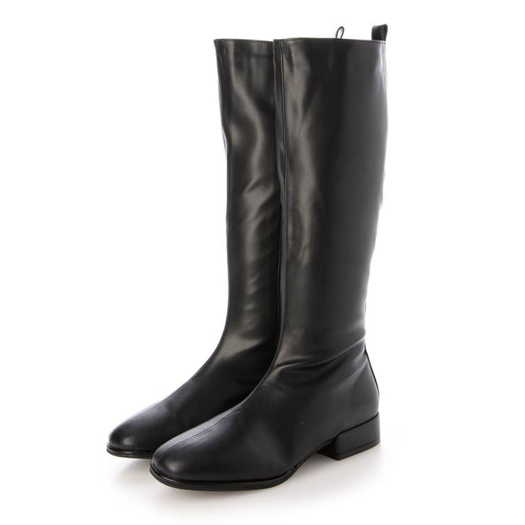 ブラック・PU | Realta(レアルタ)3cmヒールピース付きソフトレザーロングブーツ | Mafmof